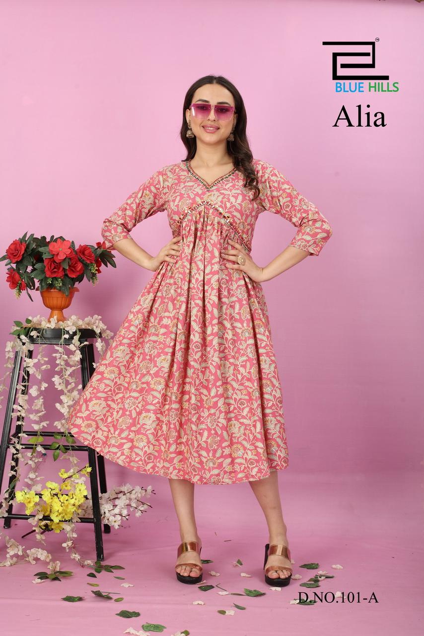 Alia By Blue Hills Designer Kurtis Catalog
